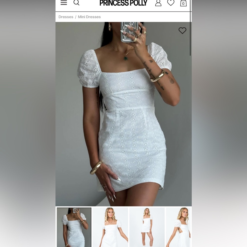 Princess polly white havena anglaise dress size US 4. NWOT. Never worn